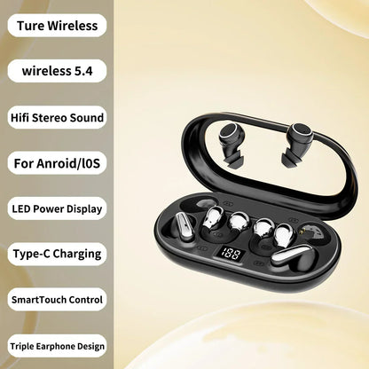 TWS Ear-Clip Headset with ANC, ENC & Flashlight
