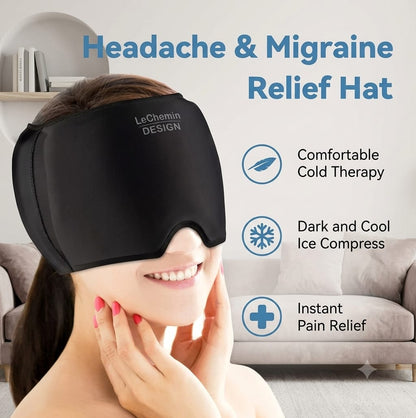 Reusable Hot and Cold Gel Ice Head Wrap – Instant Migraine Relief Cap