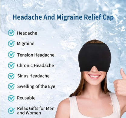 Reusable Hot and Cold Gel Ice Head Wrap – Instant Migraine Relief Cap